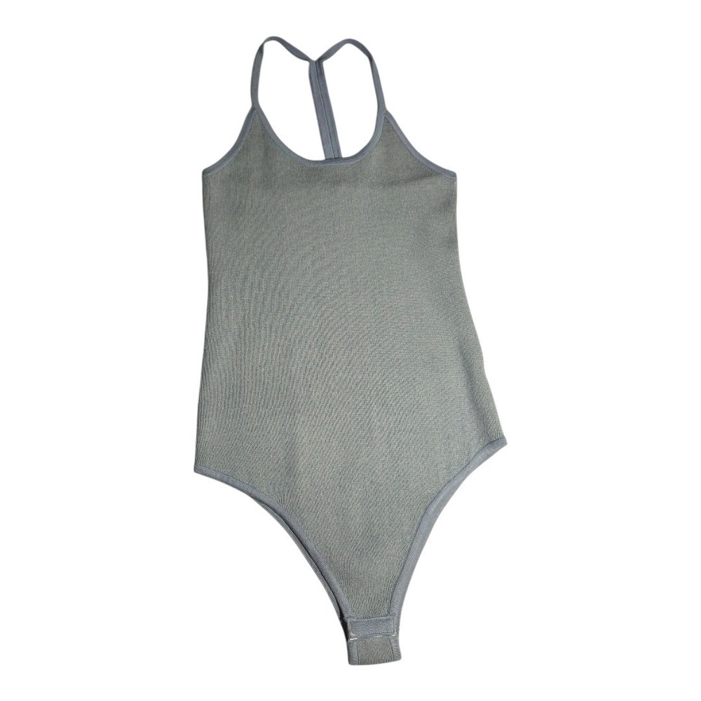 WAYF 98‎ Ribbed Racerback Thong Bodysuit Light Blue Size Large NWT
